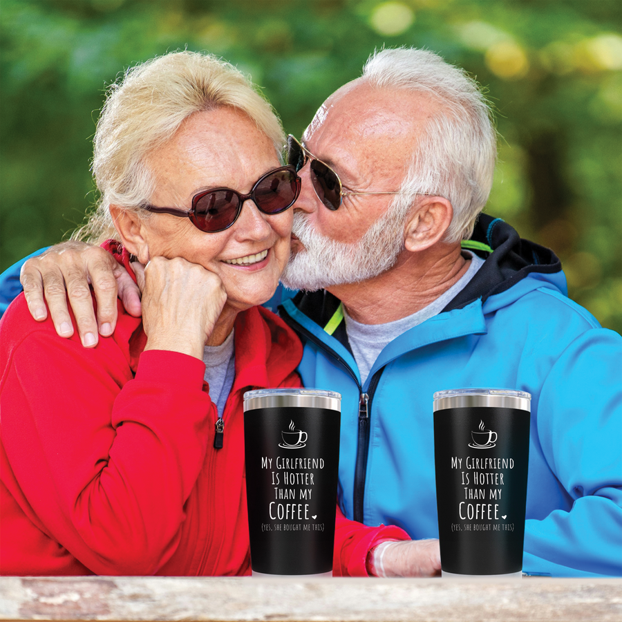 Gifts for Girlfriend Wife - Girlfriend Hotter Than Coffee Black 20 ounce oz Tumbler Gifts Love Girlfriend Wife