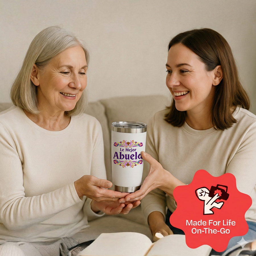 Gift for Grandma - Abuela Gift 20 ounce oz white Tumbler - Birthday Gifts for Women Grandma
