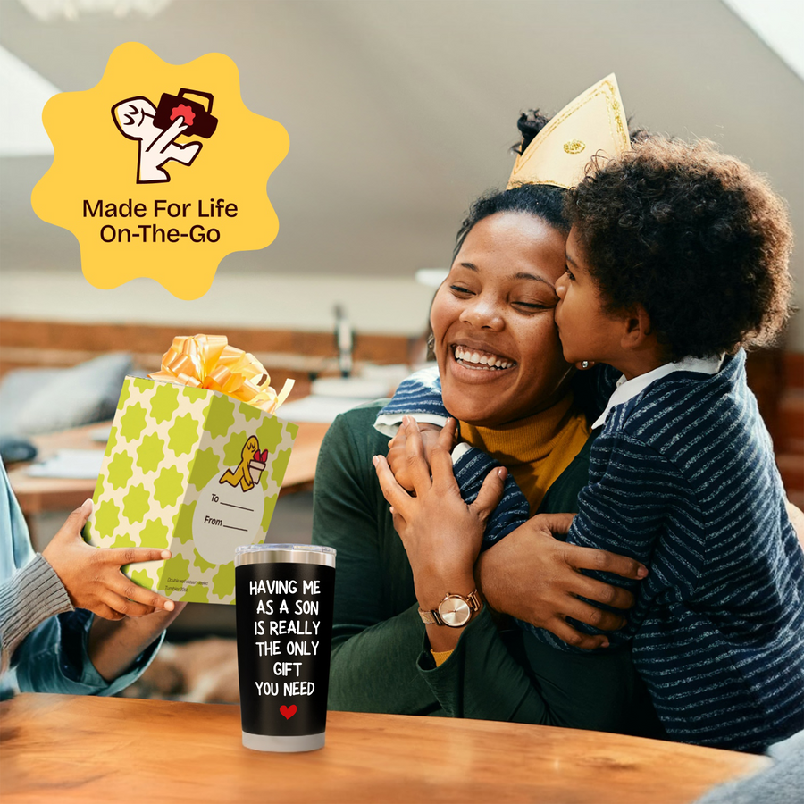 Gift for Mothers - Having a Son Black 20 ounce oz Tumbler Birthday Mothers Day
