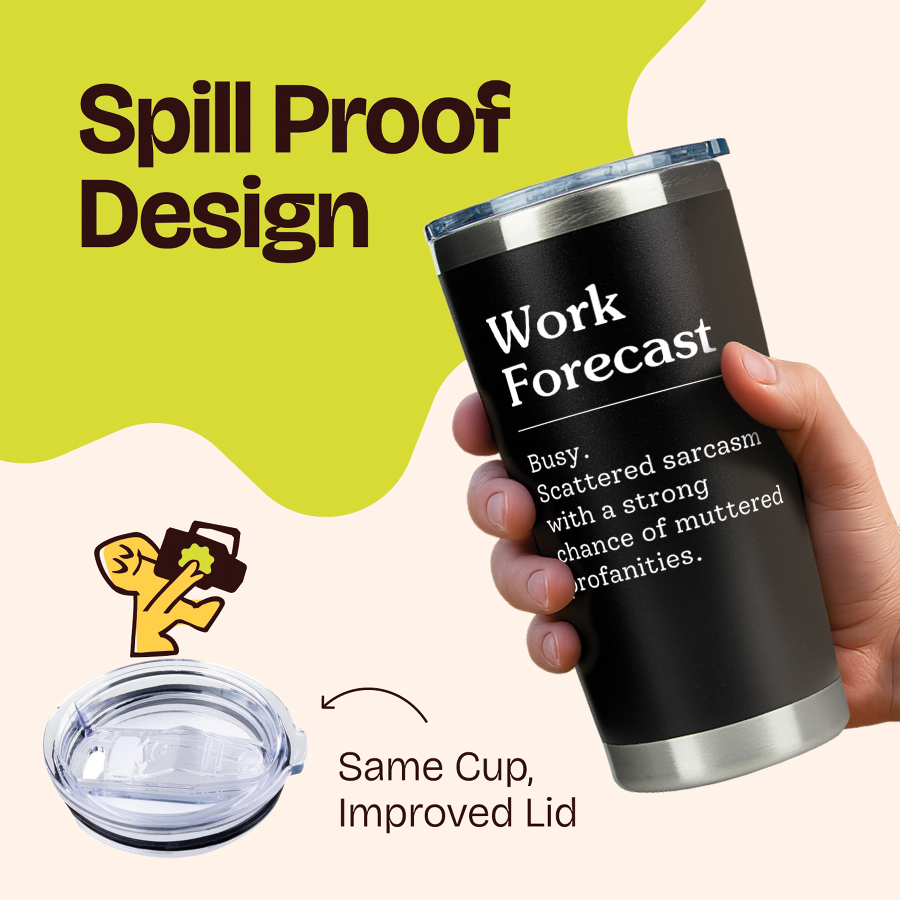 Gifts for Coworker - Work Forecast Black 20 ounce oz Tumbler