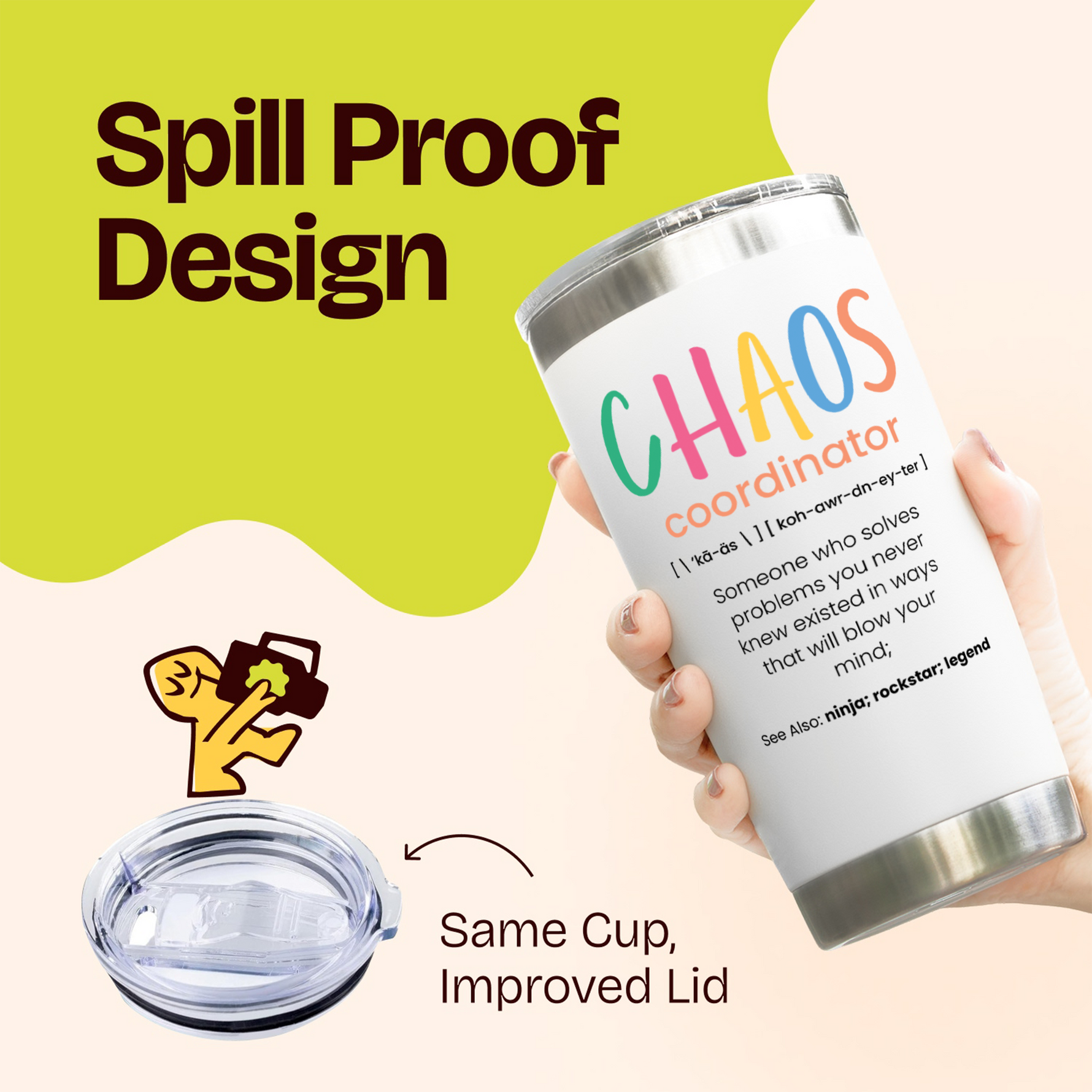 Gift for Mom Women Nurse - Chaos Coordinator White Nutritional Value 20 ounce oz Tumbler Birthday Gifts for Mom Boss Nurse