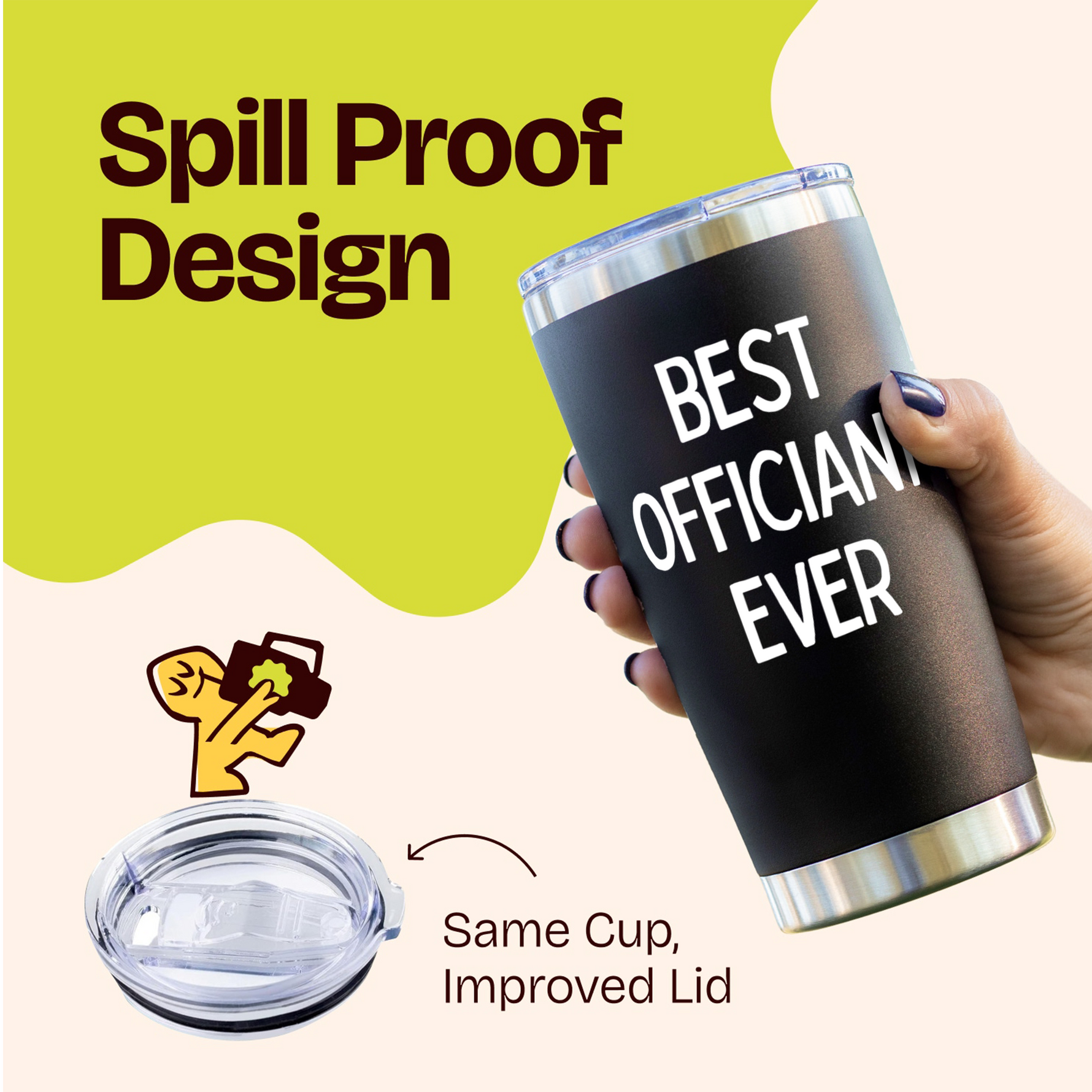 Gift for Wedding Officiant - Best Officiant 2side Black 20 ounce oz Tumbler
