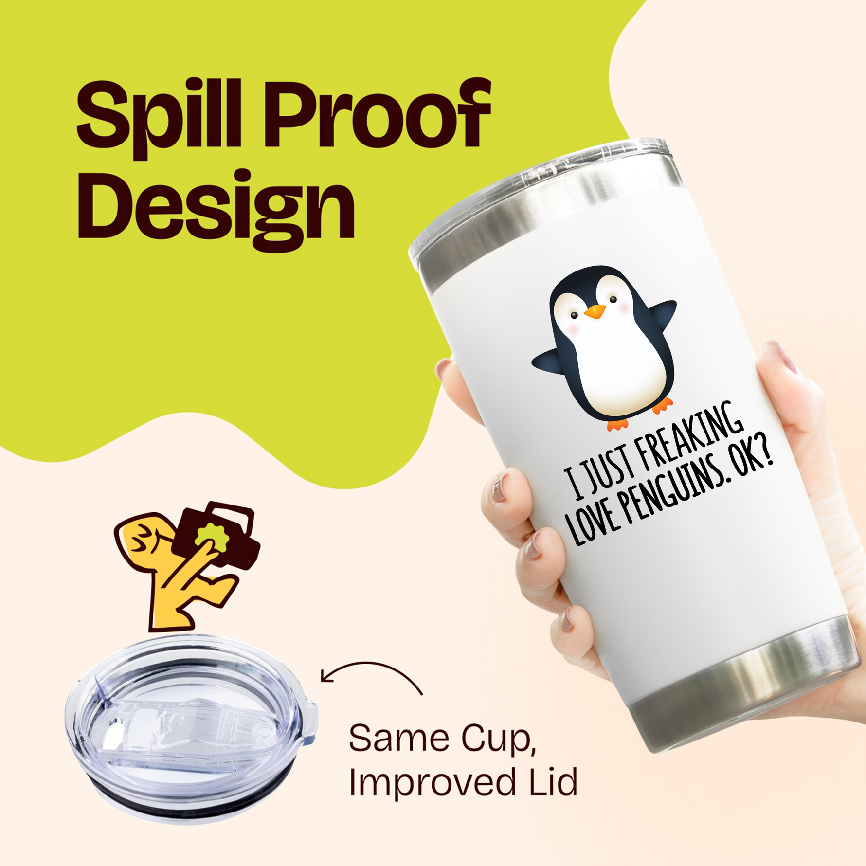 Gifts for Friends - Freaking Love Penguins White 20 ounce oz Tumbler Gifts Casual Friendship