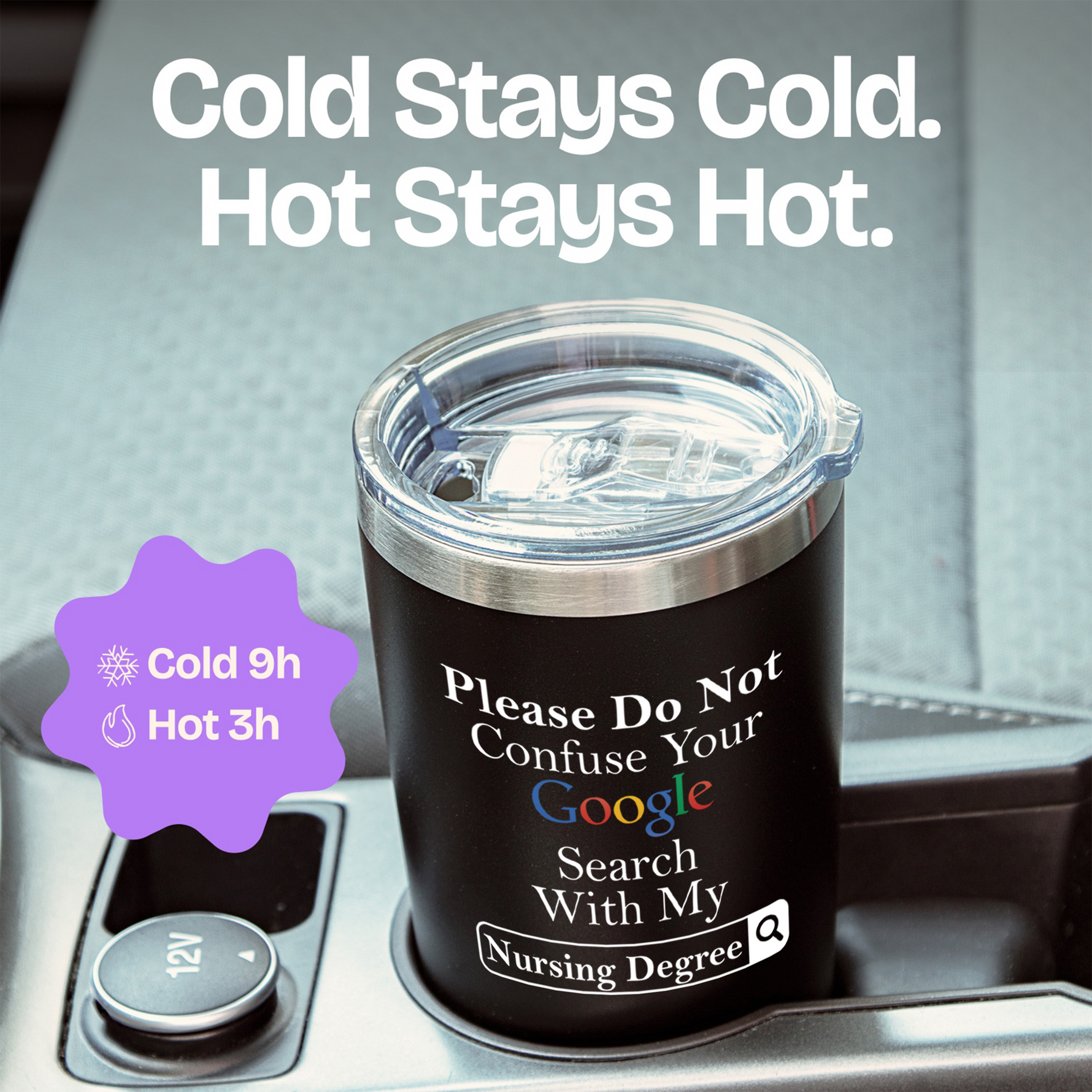 Gifts for Nurse Coworker - Google Nurse Black 20 ounce oz Tumbler Birthday Graduation