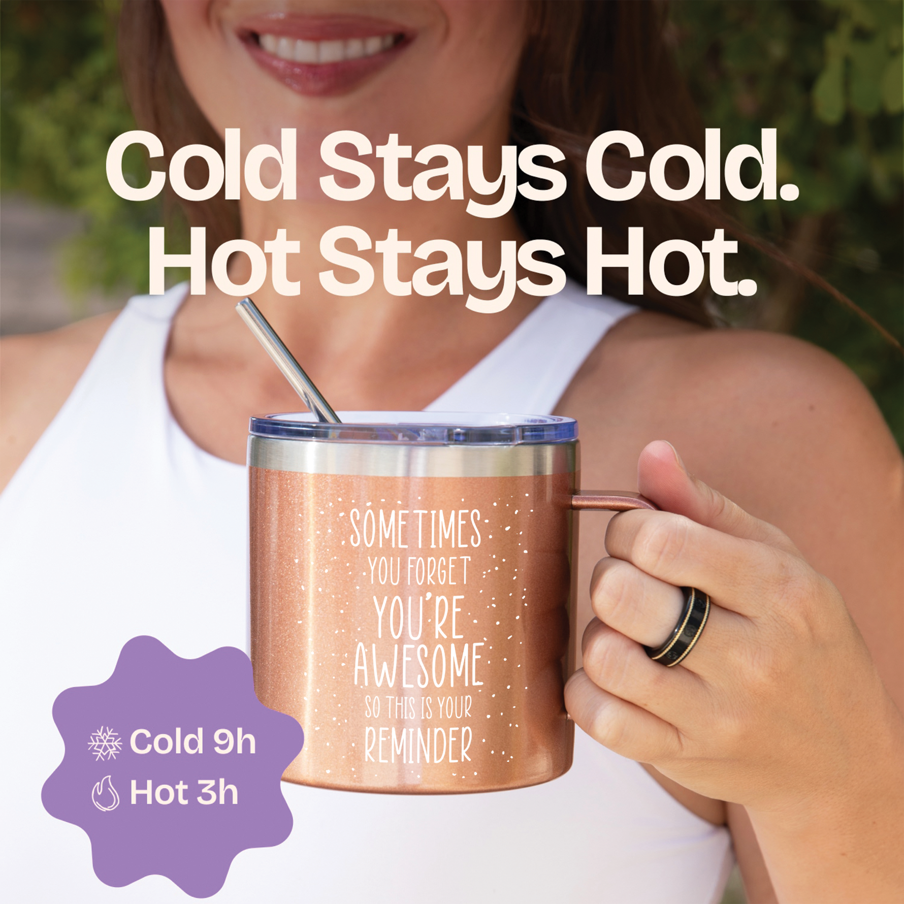 Gifts for Women and Mothers - Sometimes You Forget You Are Awesome 14 ounce oz Rose Gold Mug