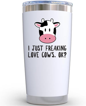 KLUBI Cow Gifts for Women - 20 Ounce Cow Tumbler With Lid and Straw Cow Decor Cute Cow Stuff Cows Stuff Cow Gifts