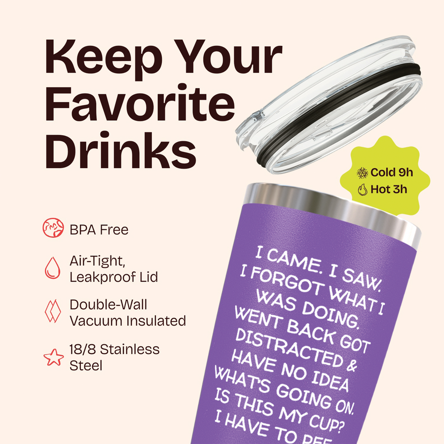 Gifts for Grandma Elder - I Came I Saw Purple 20 ounce oz Tumbler Gifts for Amazing Grandmother