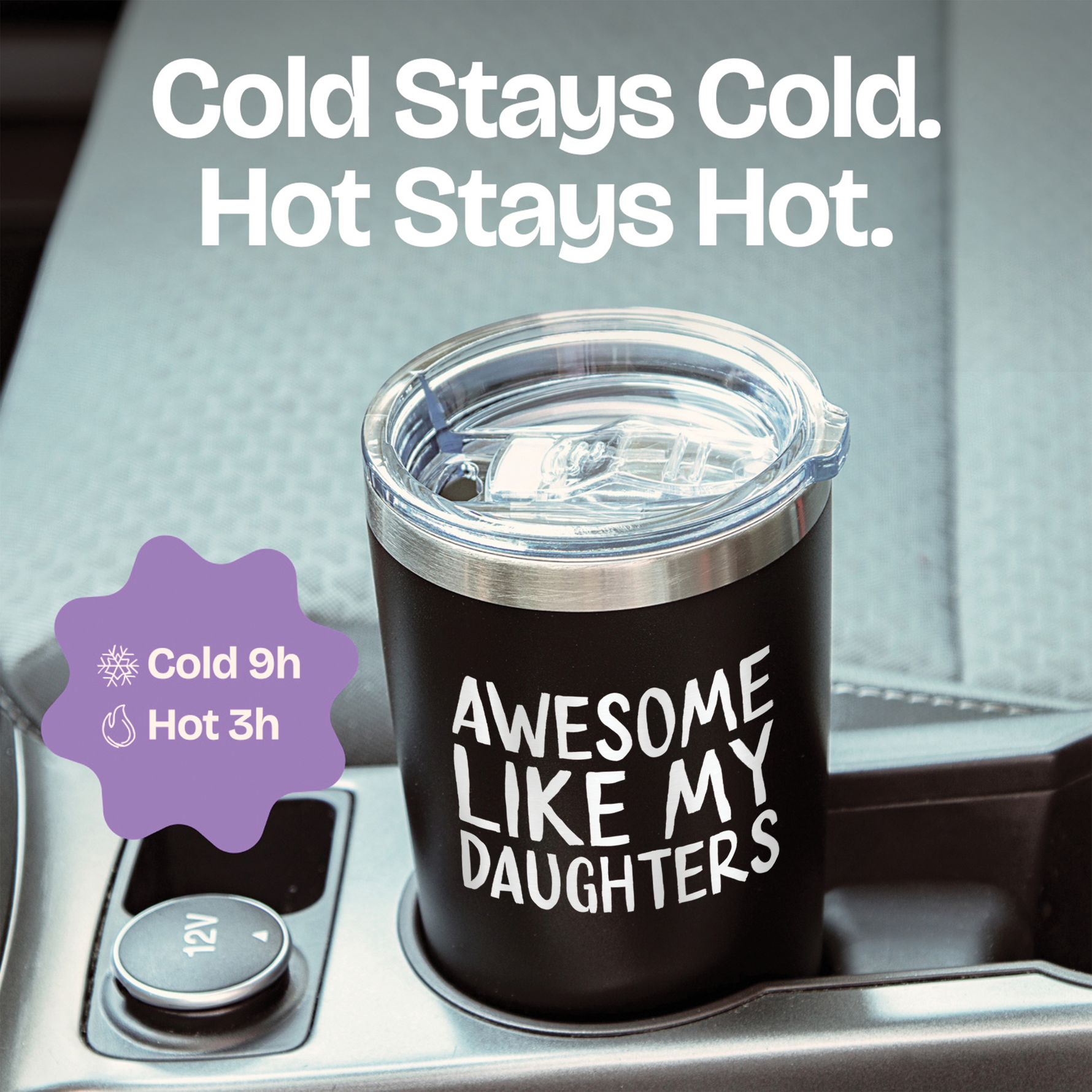 Gift for Father Dad - Awesome like Daughters Engraved Black 20 ounce oz Tumbler Birthday Gift for Father Dad