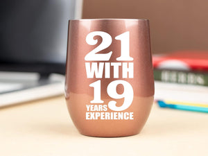 40th Birthday Gifts for Women - Unique 12 Ounce, 21 with 19 Years Experience, Wine Glass, 40th Birthday Decorations, Over The Hill Gifts