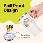 Gifts for Teachers - Rainbow Teacher White 20 ounce with handle oz Tumbler