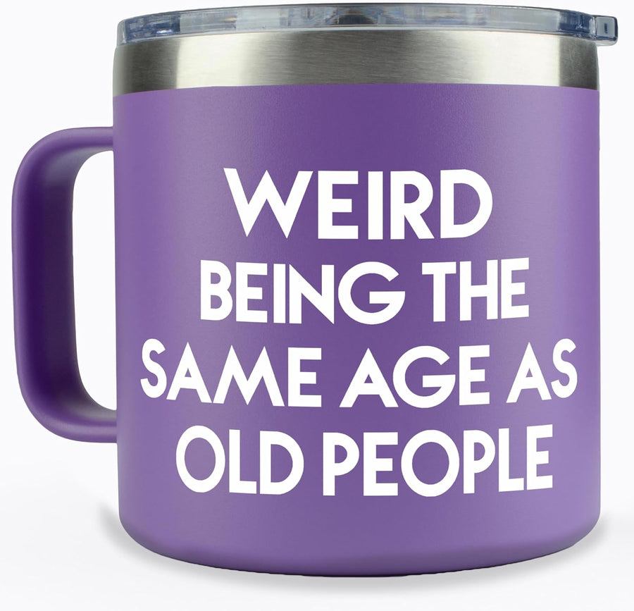 KLUBI 40th Birthday Gifts Women - Weird Being The Same Age As Old People 14oz 50th Birthday Gifts for Women 60th Birthday Gifts