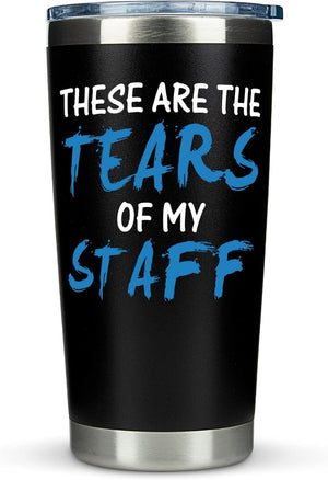 KLUBI Assistant Principal Gifts - These Are The Tears Of My Staff Tumbler Black 20 Ounce Gifts For Boss Manager Gifts for Men Birthday