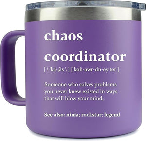 Chaos Coordinator Tumbler Mug Purple Gifts for Women Thank You Gifts 14 Ounce Nurses Week Gifts Teacher Appreciation