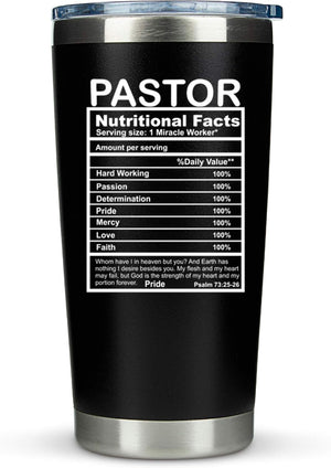 KLUBI Pastor Gifts for Men Women 20 Ounce Travel Coffee Mug Tumbler Funny Gift Idea for Pastor Appreciation Gifts