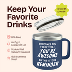 Gift for Fathers Dad - Sometimes You Forget You're Awesome (Masculine) Navy 14 ounce oz Mug for Fathers Dad