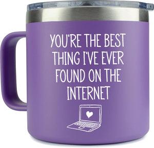 KLUBI Best Thing I Found On The Internet Mug - Gift for Wife Birthday Gift for Girlfriend Gifts for Wife 14 Ounce Tumbler With Handle Gifts