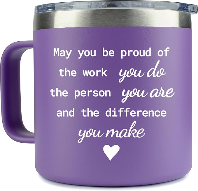 KLUBI May You Be Proud Of The Work You Do - Therapists Gifts for Women 14 Ounce Tumbler Purple Mug Gifts