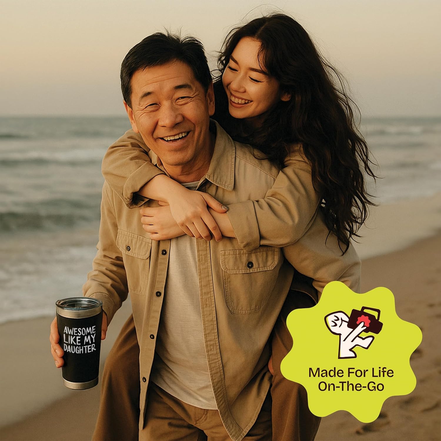 Gift for Father Dad - Awesome like My Daughter Engraved Black 20 ounce oz Tumbler Birthday Gift for Father Dad