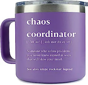 Chaos Coordinator - Tumbler 14oz - Stainless Steel, Double-Walled Insulation, Spill Resistant Lid, Portable with Straw and Cleaning Brush