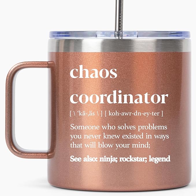 Chaos Coordinator Tumbler Rose Gold Coffee Tumbler 14oz Chaos Coordinator Gifts for Women Boss Gifts for Women Boss