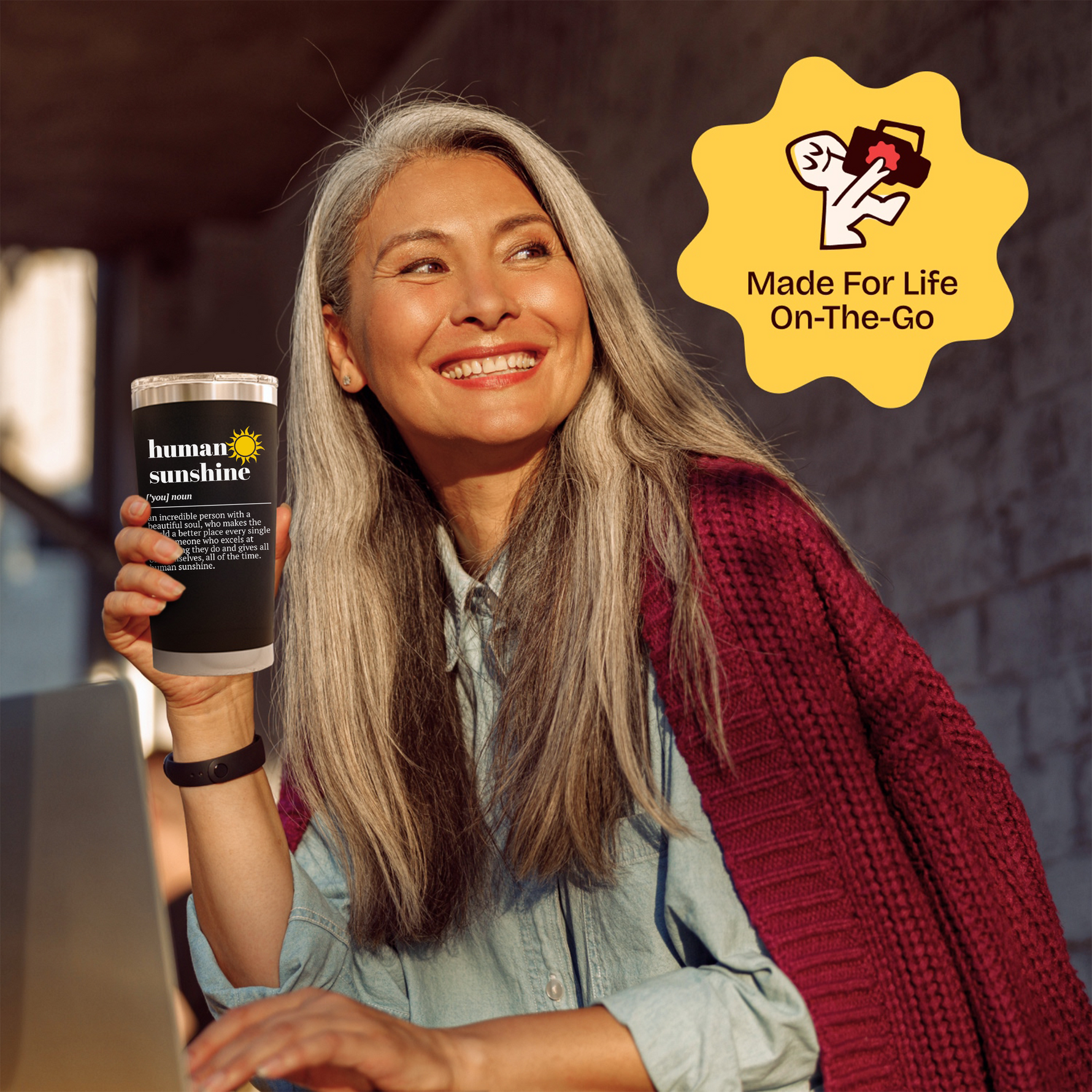 Human Sunshine Black 20 ounce oz Tumbler Birthday Gifts for Amazing Teachers