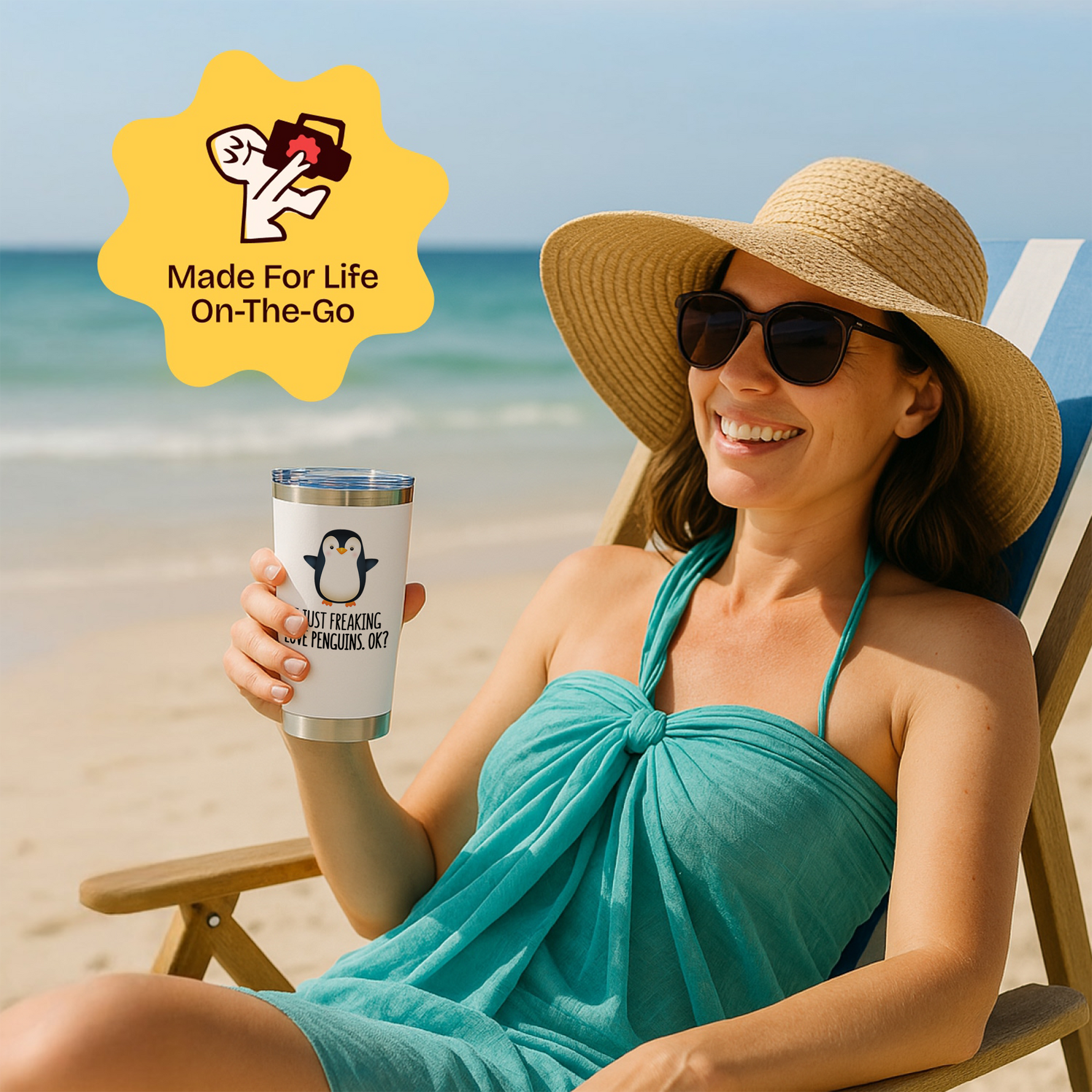 Gifts for Friends - Freaking Love Penguins White 20 ounce oz Tumbler Gifts Casual Friendship