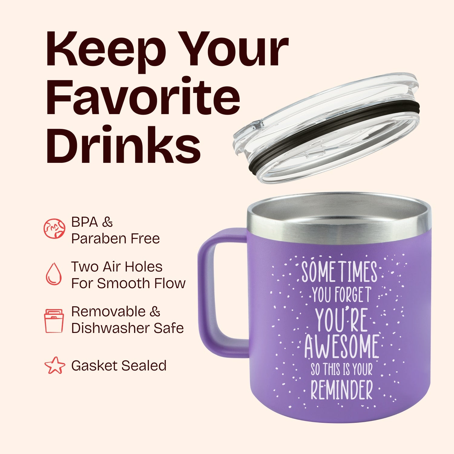 Gifts for Women and Mothers - Sometimes You Forget You Are Awesome 14 ounce oz Purple Mug Birthday Gifts