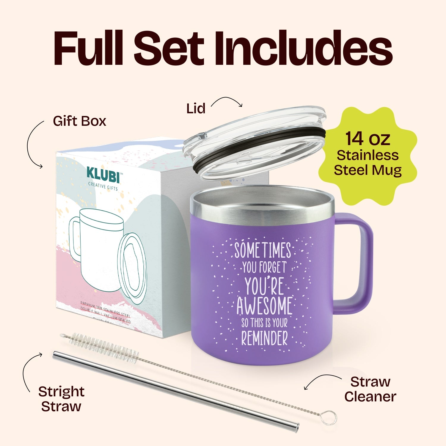 Gifts for Women and Mothers - Sometimes You Forget You Are Awesome 14 ounce oz Purple Mug Birthday Gifts