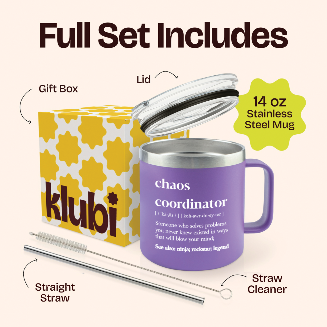 Gift for Mom Nurse - Chaos Coordinator Purple 14 ounce oz Mug Gifts for Mom Women Nurse