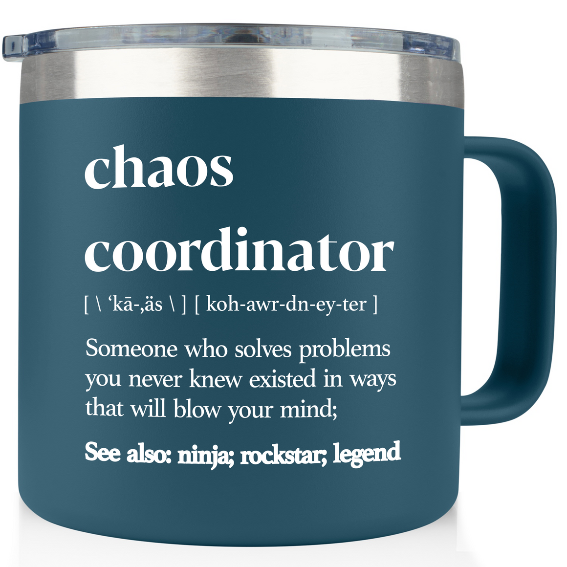 Gift for Boss Coworker - Chaos Coordinator Navy 14 ounce oz Mug Birthday Gifts for Boss Coworkers