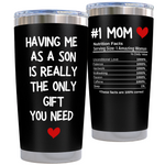 Gift for Mothers - Having a Son Black 20 ounce oz Tumbler Birthday Mothers Day
