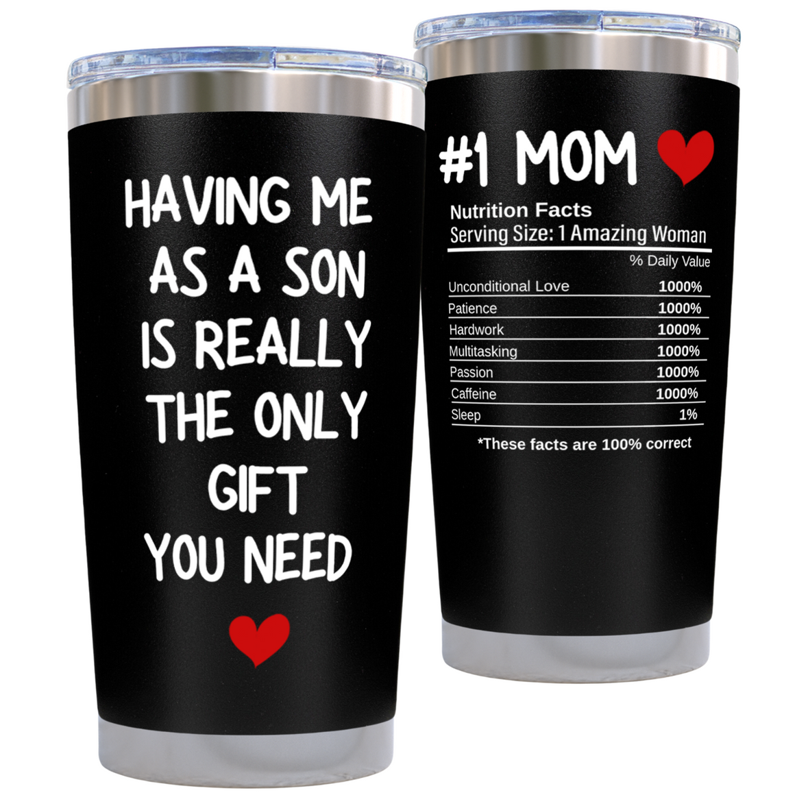 Gift for Mothers - Having a Son Black 20 ounce oz Tumbler Birthday Mothers Day