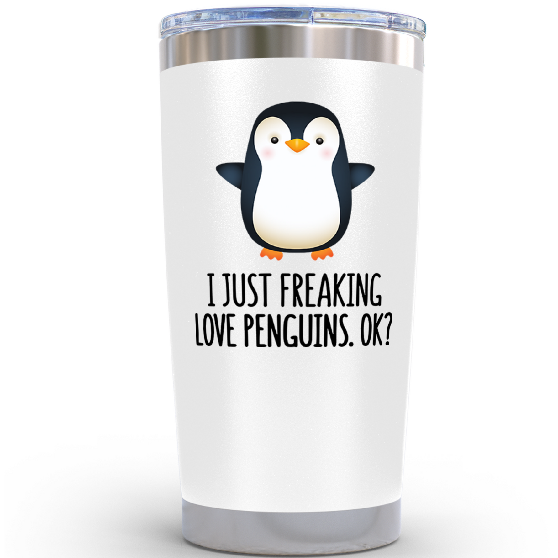 Gifts for Friends - Freaking Love Penguins White 20 ounce oz Tumbler Gifts Casual Friendship