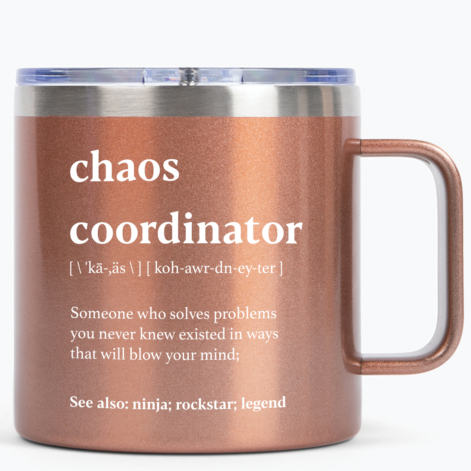 Gift for Mom Women Nurse - Chaos Coordinator Rose Gold 14 ounce oz Mug Gifts for Mom Women Coworker Nurse