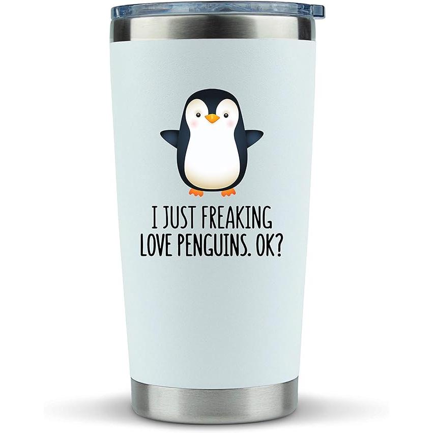 KLUBI Penguin Gifts for Women - Tumbler/Mug 20oz for Wine, Coffee or Any Drink - Gift Idea for Penguin Lovers,