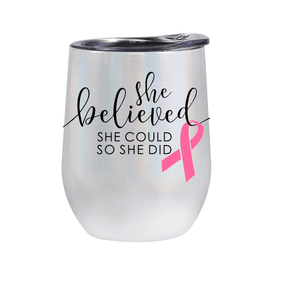 Breast Cancer Awareness Gift Large 12oz Tumbler for Wine or Coffee